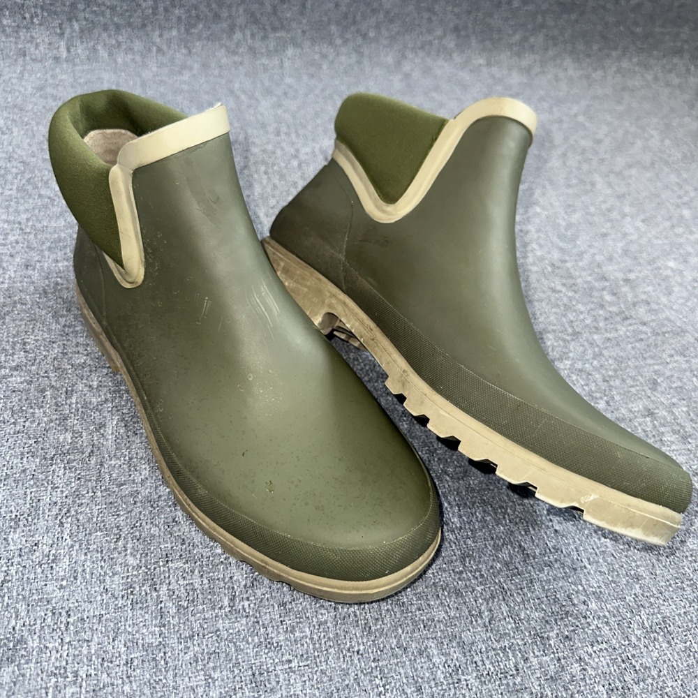 Cougar Rain Boots Womens Size 7 Green Rubber Ankle Chelsea Waterproof